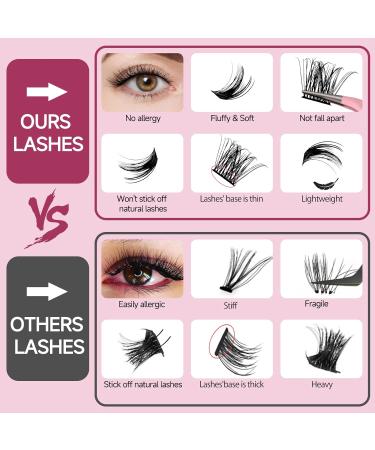 Lash Cluster Individual Eyelash - 192 Pcs Fluffy DIY Extensions | D Curl Natural Look Black False Eyelashes - Buy Online on SooperMarket.com
