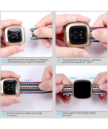 Maledan Compatible with Fitbit Sense and Versa 3 Bands Women Men - Adjustable Stretchy Nylon Solo Loop Braided Sport Elastics Strap for Fitbit Sense & Versa 3 Smartwatch Arrow/ Colorful/ Boho Flower - Buy Online on SooperMarket.com