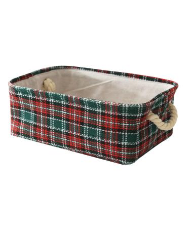 INough Christmas Buffalo Plaid Storage Basket Farmhouse Christmas Baskets Empty for Kids, Gifts Bags for Christmas Collapsible Storage Bins Organizer, Decor for Baby/Kids/Nursery Room(Green Plaid)