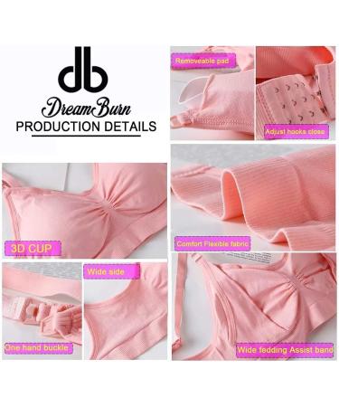 Dreamburn Maternity Nursing Bra XL - Seamless Wireless Comfort for Breastfeeding - 4 Row Hook Adjustment - Removable Spill Prevention Pads - Includes Extenders - 2 Black Pack - Buy Online on SooperMarket.com