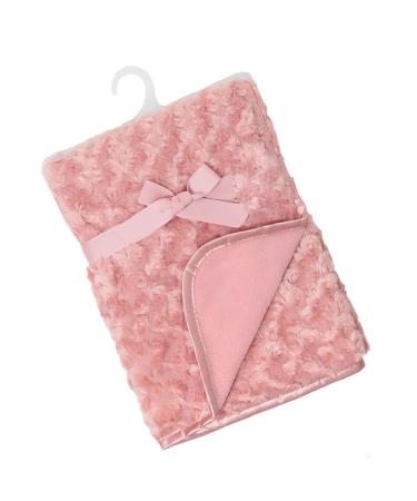 Soft Touch Baby Boys Girls Rosebud Fleece Blanket Wrap Shawl Satin Trim & Fleece Back FBP66 (Rose Gold)
