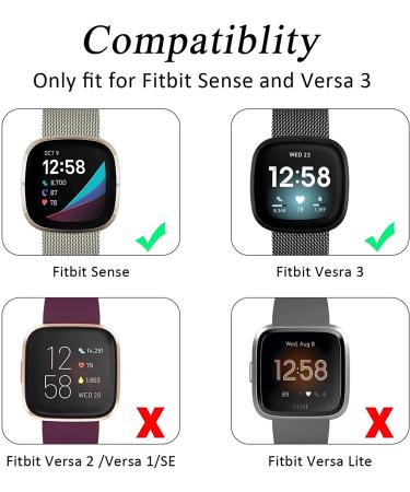 YILED Metal Bands for Fitbit Sense/Versa 3 - Stainless Steel Mesh Wristband with Magnet Lock (Small, Black) - Buy Online on SooperMarket.com