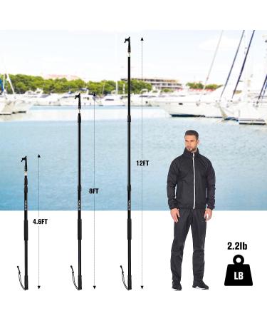 KOMCLUB Telescoping Boat Hooks - 3 Stage Aluminum Push Pole - Lightweight & Floating - Non-Slip Rubber Handle - Durable Boating Accessories - Multi-Color Rust-Resistant Boat Gaff - 12FT - Buy Online on SooperMarket.com
