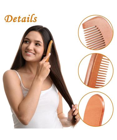 6-Piece Handmade Wooden Comb Set - Natural Green Sandalwood Wide/Fine Teeth, Anti-Static, No Snag - Ideal for Kids, Women, Men - Cute Style - Buy Online on SooperMarket.com