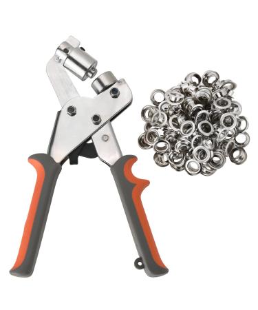 Acymner Handheld Hole Punch Pliers Grommet Tool Kit | Grommet Press Pliers,Portable Handheld Eyelet Machine with 500PCS Grommets of 3/8 Inch (10mm) Silver Eyelets