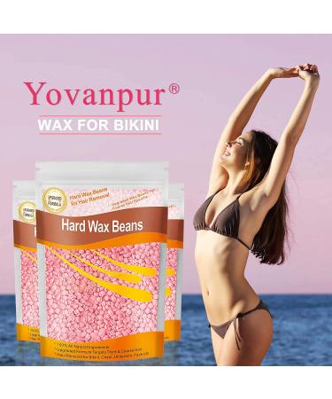 Yovanpur Hard Wax Beads for Hair Removal - 300g (10 Oz) - Ideal for Brazilian Waxing - Gentle on Sensitive Skin - Includes 10 Wax Sticks - Rose Pink - Buy Online on SooperMarket.com