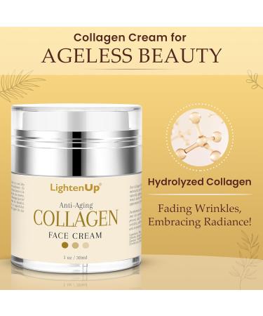 LightenUp Collagen Cream - Anti-Aging Moisturizer with Hyaluronic Acid for Face & Neck Fine Lines & Age Spots 1 fl oz Made in USA - Buy Online on SooperMarket.com