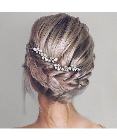 Bride Wedding Hair Pins - Silver Crystal Rhinestone Hair Accessories (Pack of 2) - Easedaily - Buy Online on SooperMarket.com