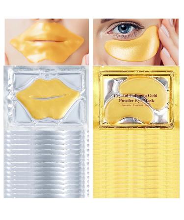 30 Pairs Lip & Eye Masks - 24K Collagen Crystal Under Eye Patches for Dark Circles Puffiness & Fine Lines - Moisturizing Skincare for Women & Men - Buy Online on SooperMarket.com