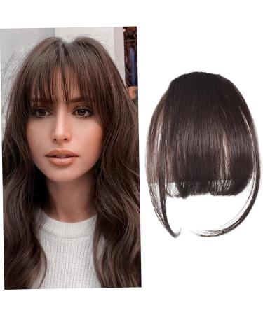 Clip in Bangs for Women 9.8" Fake Hair Natural Clip on Bangs Dark Brown Air Bangs Hair Clip with Temples & Invisible Breathable Net Curlable Cuttable Fake Bangs - Buy Online on SooperMarket.com