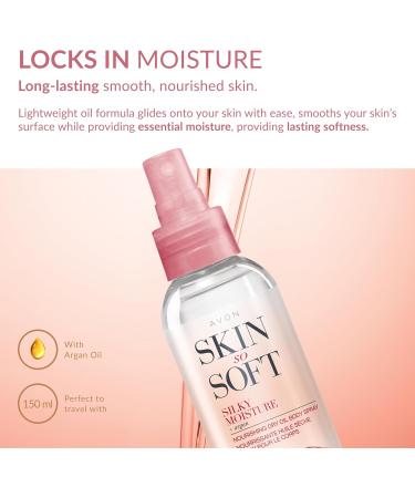 Avon Skin So Soft Silky Moisture Nourishing Dry Oil Spray 150ml | Locks in Moisture | Formulated with Argan Oil | Quick Dry Formula | Cruelty Free - Buy Online on SooperMarket.com