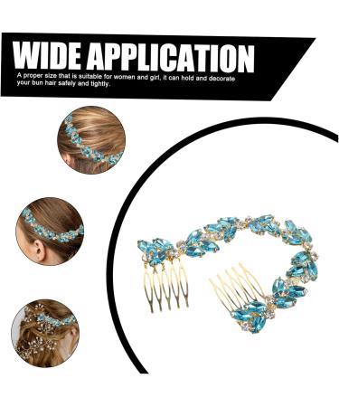 ABOOFAN Piece Rhinestone Chain Hair Comb Crystal Hair Clip Hair Comb Slide Clip Bridal Hair Pin Hair Clips Hair Side Comb Flower Girls Hair Pin Hair Fork Wedding Bridesmaid Headband Alloy Sky-blue 0.6X4.5X19CM - Buy Online on SooperMarket.com