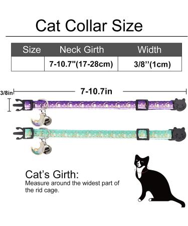 Giecooh 2 Pack Breakaway Cat Collar with Bells - Adjustable Kitten Safety Collars for Boys & Girls - Teal+Purple - 7-11 - Buy Online on SooperMarket.com
