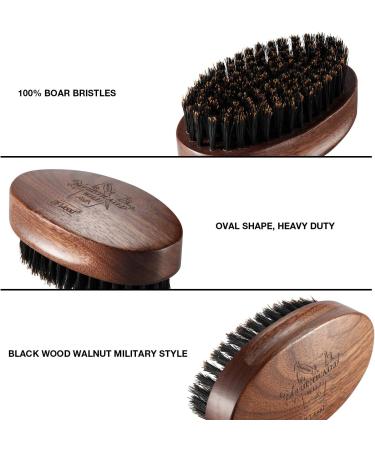 BFWood Boar Bristle Beard Brush - Military Style Walnut Black Wood - Buy Online on SooperMarket.com