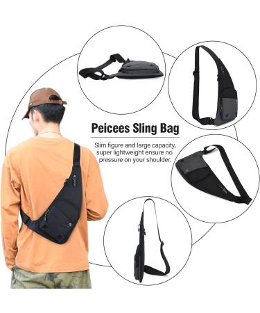 Peicees Sling Bag | Shoulder Backpack with Multiple Pockets for Outdoor Activities | Black - Buy Online on SooperMarket.com