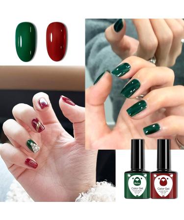 Christmas Gel Nail Polish Set Glitter Red Green Gold Silver 6 Colors Burgundy Dark Red Soak Off LED/UV Lamp Manicure Nail Varnish Sets for Women Nail Art Salon DIY Home - Buy Online on SooperMarket.com