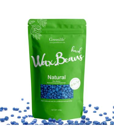 GreenLife 17.6oz/1.10lb/500g Hard Wax Beads Hard Wax Beans Hair Removal Painless Waxing Bean Home wax Kit for Facial Legs Arms Body Bikini Brazilian Pearl Depilatory Hot Waxs for Women and Men (Chamomile)