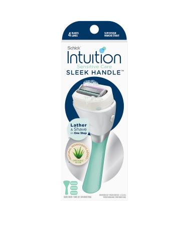 Schick Intuition Sleek Razors for Women with Sensitive Skin | 1 Razor & 3 Intuition Razor Blades Refill with Organic Aloe Sleek Razor Sensitive Skin