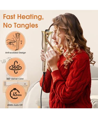 Nityrliv Automatic Hair Curler - Fast Heating Wand for Wavy and Curly Hair - 4 Temps & 3 Timer Settings - Auto Shut-Off - Gold - Buy Online on SooperMarket.com