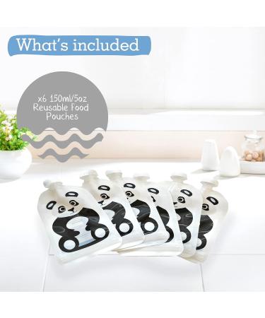 Fill n Squeeze Baby Food Reusable Pouch - Double Zip Bottom Opening - 6 x150ml Panda - BPA & PVC Free - Buy Online on SooperMarket.com