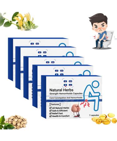 RJDJ Heca Natural Herbal Strength Hemorrhoid Capsules Natural Hemorrhoid Relief Capsules Hemorrhoid Treatment Suppositories Hemeroide Relief Helps Relieve Discomfort (5pcs)