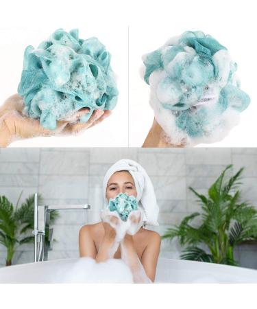6 Pcs Bath Loofah Shower Sponge Pouf Body Scrubber Exfoliator - White Blue Gold - Buy Online on SooperMarket.com
