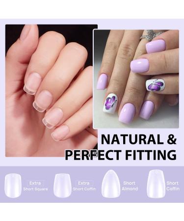 Buy Bartbox Squoval Short Nail Tips & Glue Gel Kit - 300 Soft Gel Nail Tips Set with Mini UV Lamp & Quick Gel Glue - Perfect for Nail Extensions - Buy Online on SooperMarket.com