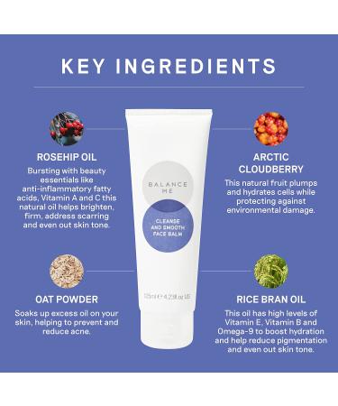 Balance Me Cleanse & Smooth Face Balm - 100% Natural & Vegan Hot Cloth Cleanser for All Skin Types | Removes Makeup & Exfoliates with Arctic Cloudberry & Rosehip | 4.2 Fl Oz Made in UK - Buy Online on SooperMarket.com