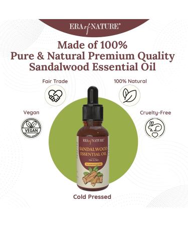 Sandalwood Essential Oil - 100% Pure & Organic | Aromatherapy Skincare Hair Care | 1 fl oz (30ml - Buy Online on SooperMarket.com