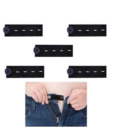 5PCS Adjustable Waist Extender Trouser Button Extenders Elastic Waist Extenders Button Extender for Trousers Trouser Waist Extenders Elastic Button Extender Waist Extension for Pants Shorts(Black)