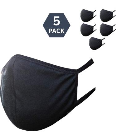 Reusable Face Masks CKDCARES Cloth Face Masks Pack of 5 pcs Washable Anti-Dust Unisex Cotton Made Black Perfect for Personal Use - Buy Online on SooperMarket.com