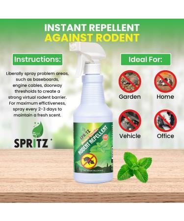 16oz Spritz Rodent Repellent with Peppermint Oil - USA Made Non-Toxic Solution for mice, Rats, Raccoons, Ants and More - 1 Count Pack - Buy Online on SooperMarket.com