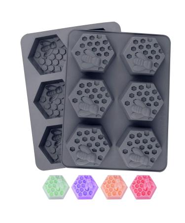 DD-life 2Pcs 3D Bee Silicone Soap Molds, Hexagonal Honeycomb Silicone Molds for Homemade Soaps Chocolate Jelly Cake Making Hexagonal Honeycomb 2pcs