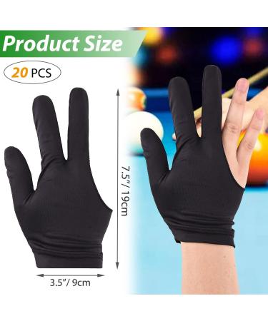 TOBWOLF 20PCS Pool Gloves - Nylon 3 Fingers Billiard Gloves for Left & Right Hand - Breathable Elastic Cue Gloves for Men and Women - Buy Online on SooperMarket.com