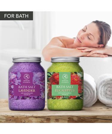 Buy Bath Sea Salt Set 2x46Oz - Lavender & Eucalyptus Aromatherapy - Natural Essential Oils for Relaxation & Spa Care - Buy Online on SooperMarket.com