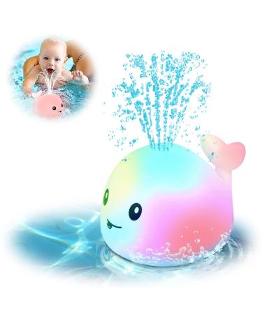 AURUZA Baby Bath Toys Spray Swimming Pool Toy Baby Light Up Bath Tub Toys Waterproof Design Fun Bath Toys Smooth Body Safety Baby Toys for 0-6 Months 1 2 3 5 Years(White) (WJ01176-05) Light Toy