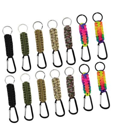 12 pieces of key rings Ring braided Paracord keychain Paracord Accessories for Outdoor Camping Key Send Paracord with a carabiner logging ligament personalized