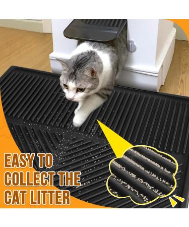 Eyein Waterproof Cat Litter Mat - 80x60cm Black - Urine Proof & Easy to Clean Litter Box Mat with Scatter Control - Non-Slip & Washable Kitty Litter Rug - Buy Online on SooperMarket.com
