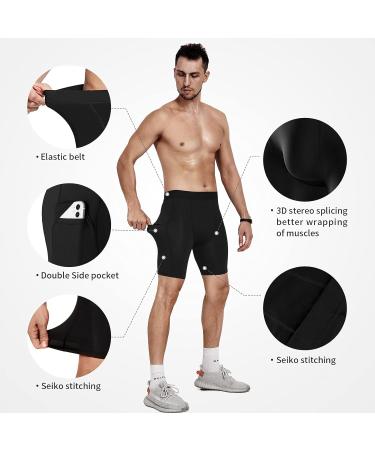 Niksa Men's Compression Shorts 3 Pack with Pockets - Large Black - Running, Workout, Fitness - Buy Online on SooperMarket.com