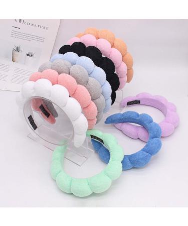 Spa Headband Set | Terry Cloth Headband for Women | Bubble Skincare Headbands | Face Wash Wristbands | Soft Puffy | Pink+Orange - Buy Online on SooperMarket.com