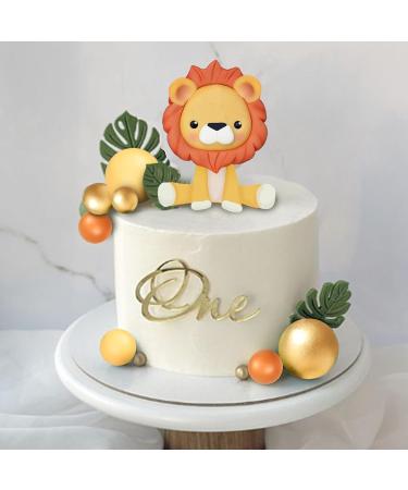 DRWATE Lion Cake Topper with Balls Cake Decorations for Wild Animals Themed Birthday Baby Shower Party Supplies (STYLE 4) - Buy Online on SooperMarket.com