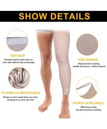 GP GIORO PARTNER XX-Large Black/Skin Long Leg Compression Sleeves - 2 Pairs for Running, Basketball, Hiking & Cycling - Buy Online on SooperMarket.com