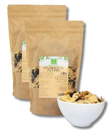 Student food - ready -made snack from the green essence Selected Mix: parannes walnuts hazelnuts cashews and fistas almonds banana chips and sultanines (1000 g) 1 kg (1 Pack)