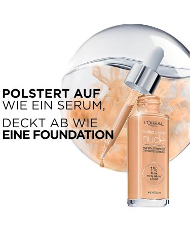 L'Or al Paris Tinted Serum - Nourishing Liquid Foundation with Hyaluronic Acid | Perfect Match No. 1-2 Very Light-Light | 30 ml - International Shipping - Buy Online on SooperMarket.com