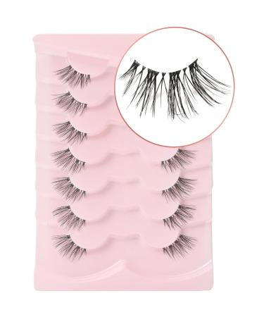Natural Look Half False Wispy 3D Faux Mink Lashes - 7 Pairs C03 Pack | Clear Band Half Eyelashes in Various Lengths (6MM-15MM) - Buy Online on SooperMarket.com