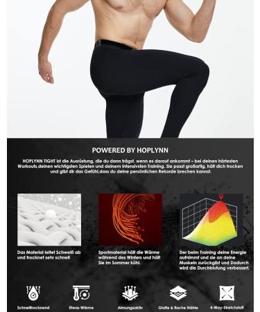 Buy Hoplynn Men's Compression Pants - Black Long Running Trousers for Jogging Training & Fitness | Breathable Cycling Leggings - Buy Online on SooperMarket.com