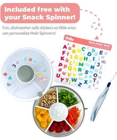 GoBe Kids Snack Spinner Bundle - Reusable 5 Compartment Dispenser with Sticker Sheet | BPA Free | Dishwasher Safe | No Spill Leakproof - Lemon Yellow - Buy Online on SooperMarket.com
