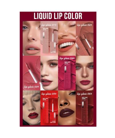 Matte Liquid Lipstick Makeup Set - 3 Pcs Long Lasting Smudge Proof Lip Gloss | High Pigmented Velvety Nude Red Lip Stain Gift Set for Women & Girls - Buy Online on SooperMarket.com