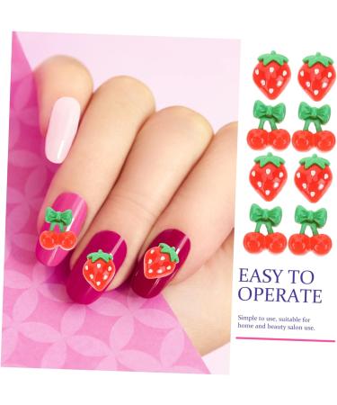 FRCOLOR 180 Pcs Nail Fruits Decoration Cute Lip Gloss Tool Nail Decoration Fruit Slices Cherry Fruit Flatback Lip Gloss Kit to Nail Art Charms Hair Red Resin Nail Supplies Strawberry 3d - Buy Online on SooperMarket.com
