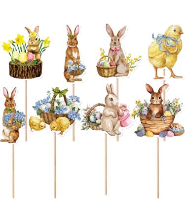 Teksome Easter Cupcake Toppers - Bunny Cake Topper Easter Cake Decorations 8pcs Bunny Easter Egg Cake Food Picks for Happy Easter Spring Theme Party Decorations - Buy Online on SooperMarket.com